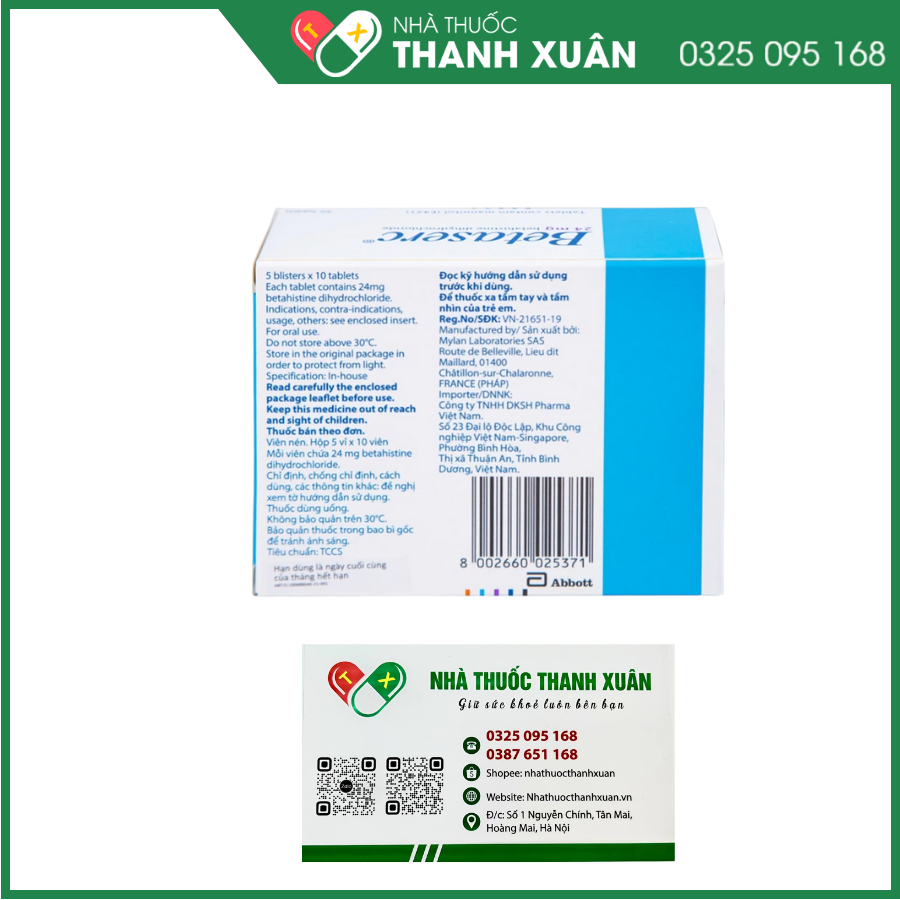 Betaserc 24 mg điều trị triệu chứng của chóng mặt tái phát